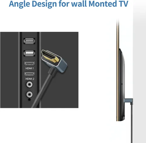 Miniatura 3 de Twozoh Cable HDMI flexible a HDMI en ángulo descendente de 90° 1 pie, cable HDMI ultra delgado y delgado compatible con 3D/4K @60Hz
