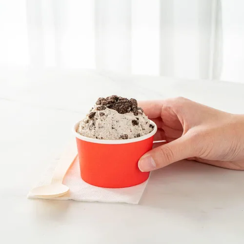 Miniatura 5 de Restaurantware 50 unidades rojo para llevar taza desechable de 3 x 3 x 1.8 pulgadas, mini taza de papel resistente a la grasa reciclable diseño