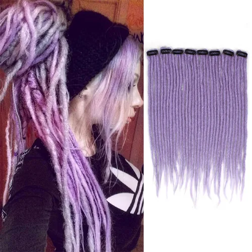 Miniatura 10 de Extensiones de cabello con clip de 16 pulgadas, extensiones de rastas sintéticas de color negro a bolnde de 16 pulgadas, 8 piezas de 32 hebras