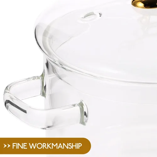Miniatura 7 de Vaguelly Olla de sopa de vidrio de borosilicato de 7.87 pulgadas de alto con tapa estilo alce resistente al calor para cocina en el hogar, cocina