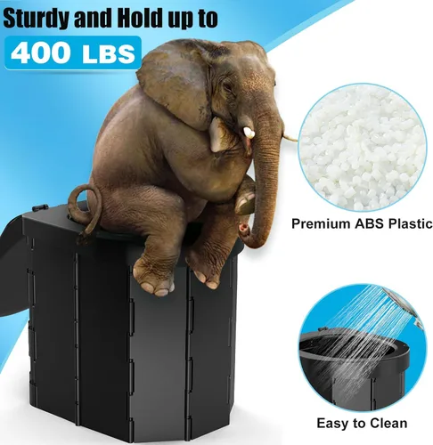 Miniatura 3 de PAHTTO Portable Camping Toilet, Folding Toilet for Adults with Lid and Retractable Toilet Paper Holder, Waterproof Porta Potty with Carry Bag and