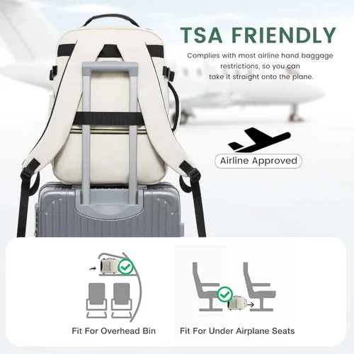 Miniatura 4 de LOVEVOOK Mochila de viaje grande de 40L para mujeres y hombres, mochila de mano de 17 pulgadas para viajar en avión, bolsa de viaje para artículos