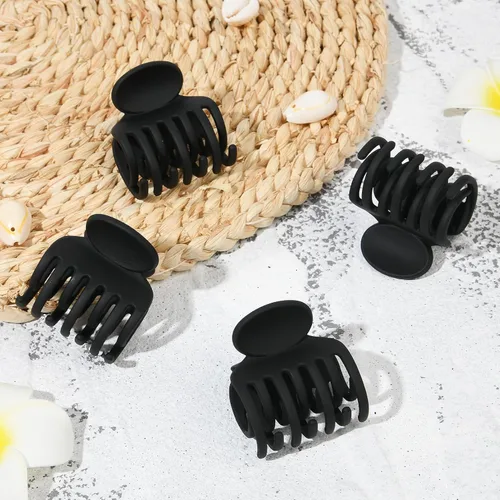 Miniatura 4 de DEEKA Pinzas para Cabello Pinzas de Garra Pequeñas para Cabello Fino y Corto Paquete de 4 Doble Fila de Dientes 1.6" Medianas Mate Accesorios Negro