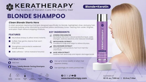 Miniatura 3 de KERATHERAPY Champú tonificante violeta totalmente rubio con infusión de queratina, 10.1 onzas líquidas, 10.1 fl oz, champú violeta para cabello