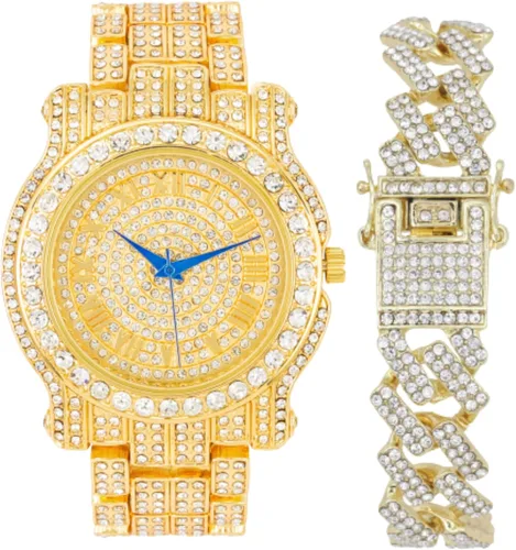 Miniatura 83 de Charles Raymond Bling-ed Out Ultimate Hip Hop Royalty Reloj para hombre con número romano de fácil lectura o indicadores de tiempo de diamantes