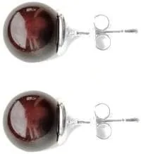 Miniatura 2 de Ian and Valeri Co. Pendientes redondos de plata esterlina ámbar cereza negra, Ámbar, Ámbar