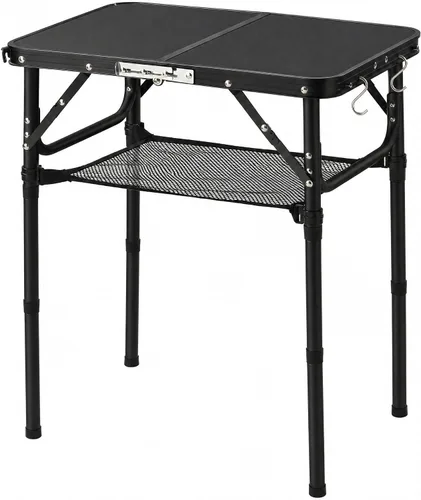 YUFIFAIRY Mesa de campamento plegable pequeña, 24 pulgadas de largo x 16 pulgadas de ancho con patas de altura ajustable, todo negro