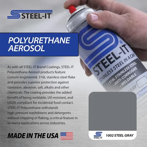 Miniatura 2 de Steel-It Aerosol de poliuretano 1002D, revestimientos de pintura industrial, soldable, fácil de aplicar, gris acero (paquete de 1)