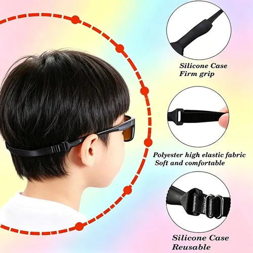 Miniatura 5 de KSACLE Correa ajustable para lentes, paquete de 4 correas para anteojos sin cola, retenedor de cuerda de ajuste universal, lentes de sol deportivos