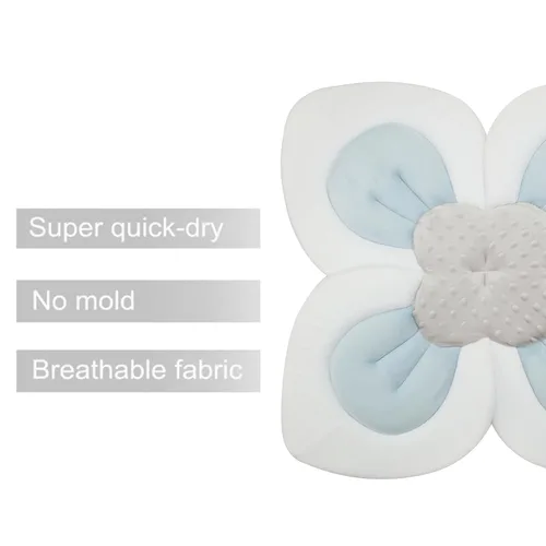 Miniatura 2 de PandaEar Almohadilla de baño para bebé recién nacido, pétalos de flores suaves para fregadero, bañera, regalo esencial para ducha (azul)