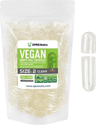 Miniatura 10 de XPRS Nutra Cápsulas vacías tamaño 2 – 100 cápsulas veganas vacías transparentes – Píldora vegetariana – Llenado de cápsulas vegetales de bricolaje