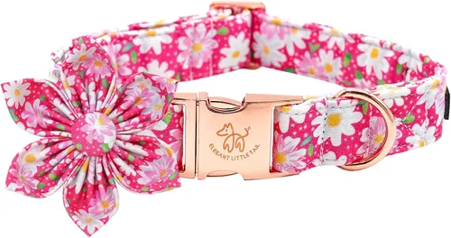 Miniatura 26 de Elegant little tail - Collar rosa para perras con flor, collar ajustable para mascotas con regalo de flores, collares para perros medianos