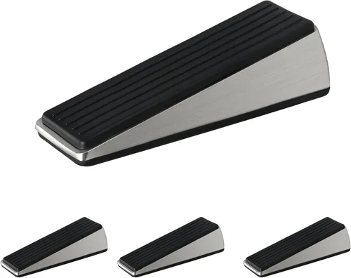 HOMOTEK Paquete de 4 topes de puerta para la parte inferior de la puerta, topes de puerta de cuña resistentes, protectores de pared para debajo de