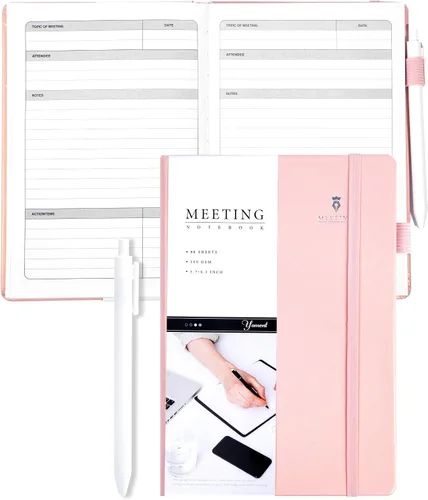 Miniatura 10 de Cuaderno de Reuniones para Trabajo con Elementos de Acción 5.5×8.5 Tapa Dura Espiral Planificador de Reuniones para Oficina Negocios Notas