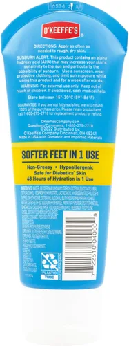 Miniatura 8 de O'Keeffe's Crema renovadora intensa para pies saludables con urea y ácido alfa hidroxi, tubo de 3 onzas, exfolia químicamente y suaviza los pies