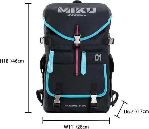 Miniatura 9 de Mochila de anime serie de colaboración para Hatsune Miku, mochila de viaje Techwear de 22L, mochila para mujeres y hombres Miku - Mochila de 22 l