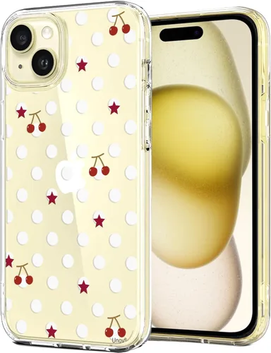 Miniatura 21 de Unov for iPhone 15 Case, Clear with Design, Slim Fit Good Grip, Embossed Phone Case, Shockproof Protective Cover, Raised Camera Protection, Soft