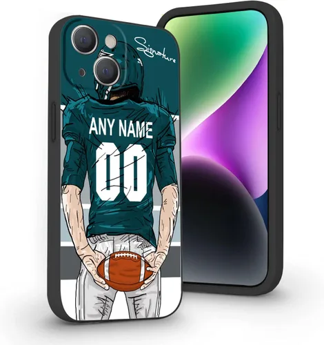 Miniatura 25 de Funda de fútbol personalizada con nombre y número para iPhone17 Air 16 15 Pro Max 14 13 Mini 12 11 Xs Max Xr SE3 8 7 6 Plus, silicona líquida