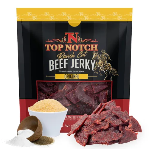 Miniatura 10 de Top Notch Ranch Cut Jerky - Bolsa de 10 onzas de carne seca de res - Snacks ricos en proteínas para niños y adultos - Tiras sabrosas de carne de res
