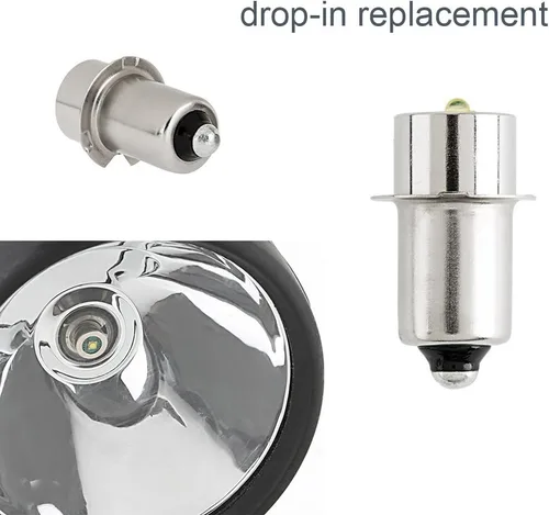 Miniatura 4 de Paquete de 2 bombillas LED P13.5S de repuesto DC 3W 4-12V LED bombilla de actualización para linterna Maglight en linterna de 3 4 5 6 células