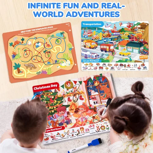 Miniatura 7 de Libros de juegos JoyCat Seek & Find - Actividad de aprendizaje preescolar para niños pequeños y niños de 3 a 5 años, juguetes de actividades