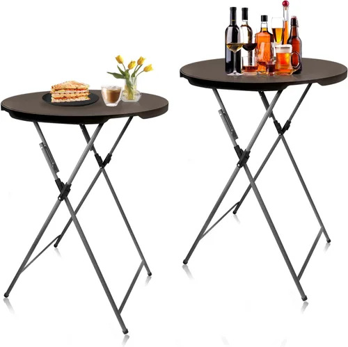 Miniatura 8 de GUAGUA - Mesa alta plegable redonda de 32" de plástico - Mesa versátil de bar, cóctel y pub portátil para fiestas, bistró y eventos (Negro)