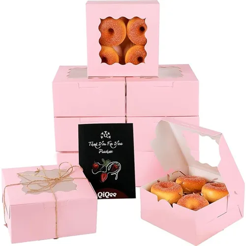 Miniatura 17 de qiqee Cajas de galletas Kraft con ventana, 60 paquetes de 6 x 6 x 3 pulgadas, cajas de papel kraft marrón para galletas, pasteles, cupcakes, tartas