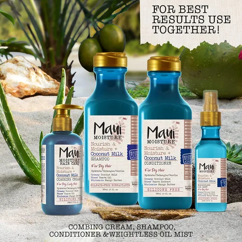Miniatura 8 de Maui Moisture Acondicionador nutritivo y humectante + leche de coco para hidratar y desenredar el cabello rizado, acondicionador hidratante diario