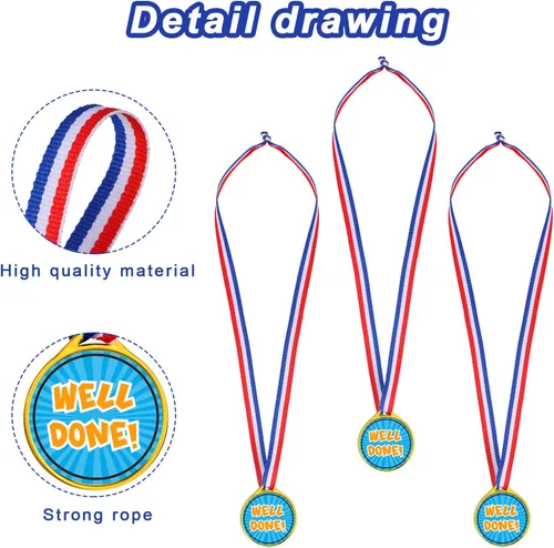 Miniatura 3 de Gejoy Medallas de premio, medallas surtidas para premios para niños, medallas de premio de plástico estilo surtido, medallas de premio para niños