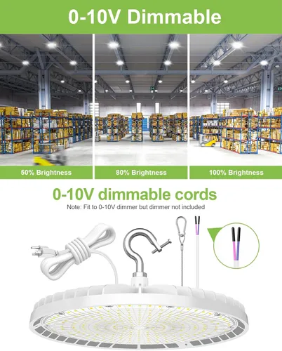 Miniatura 4 de KUKUPPO Luz LED de alta bahía de 150 W, 120 W, 90 W, ajustable, 4500 K, 5000 K, 5700 K, luz LED de alta bahía con enchufe para almacén de fábrica