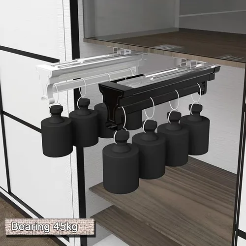 Miniatura 3 de Barra de valet para armario extraíble, con soporte retráctil de 99.2 lbs, riel de ropa extraíble de aleación de aluminio, riel deslizante deslizante