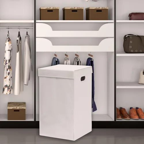 Miniatura 4 de Simple Houseware Cesta plegable para ropa sucia con tapa, color blanco