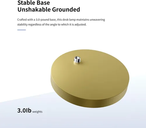 Miniatura 8 de AXX Lámpara de escritorio dorada, luz de mesa de 24 pulgadas para oficina en casa, dormitorio, dormitorio universitario, bombilla LED incluida, 1000