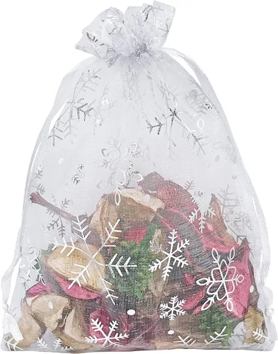 Miniatura 14 de Jexila - 24 bolsas de regalo de organza de Navidad de 4 x 6 pulgadas con cordón, 11 patrones mixtos, pequeñas bolsas de caramelos para fiestas