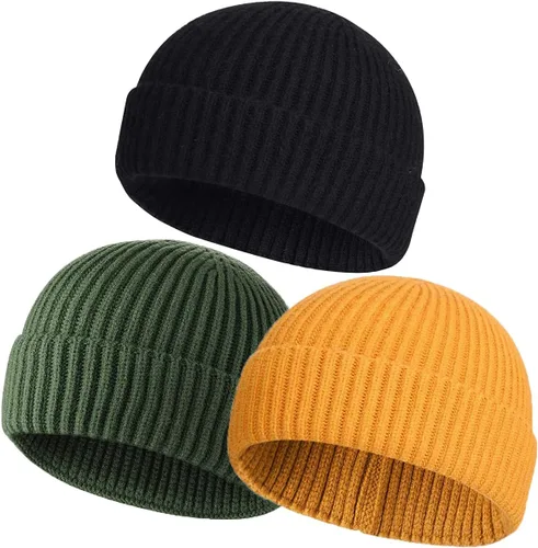 Miniatura 26 de vidsel Gorro Corto de Pescador para Hombres y Mujeres, Gorro de Lana Tejida con Puño Estilo Moderno de Arrastrero, Gorros Cálidos de Invierno