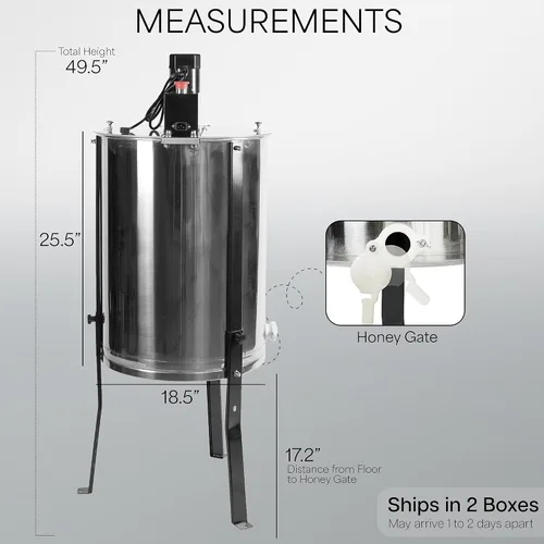 Miniatura 2 de VIVO Extractor eléctrico de miel de 8 marcos (4 marcos profundos), equipo de procesamiento de miel de acero inoxidable de grado alimenticio, girador