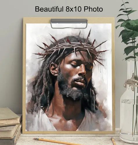 Miniatura 4 de Arte de pared de Jesús negro y decoración - Arte de pared para afroamericanos - Hombre negro - Decoración de pared cristiana - Imagen de Jesucristo
