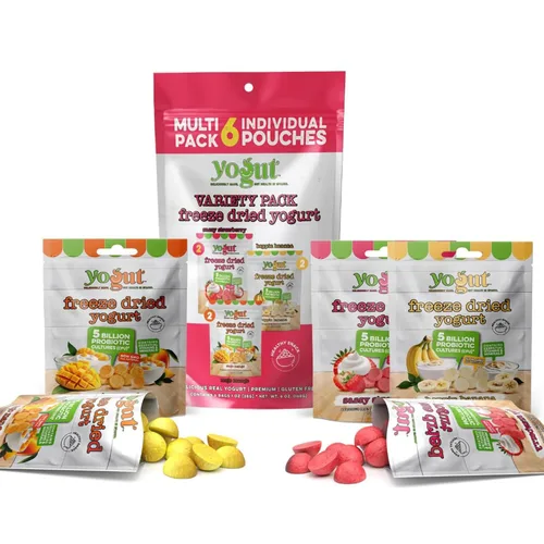 Miniatura 10 de YoGut Bocadillo de yogur liofilizado, arándano, paquete de 6, aperitivos saludables para niños, niños pequeños y adultos, sin gluten, sin OMG, con 5