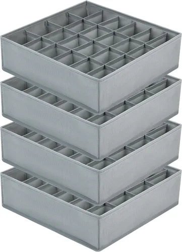 Miniatura 30 de Joyoldelf Organizador de cajones para calcetines, organizador de ropa interior, organizador de 16 celdas de tela, cajas de almacenamiento para Gris