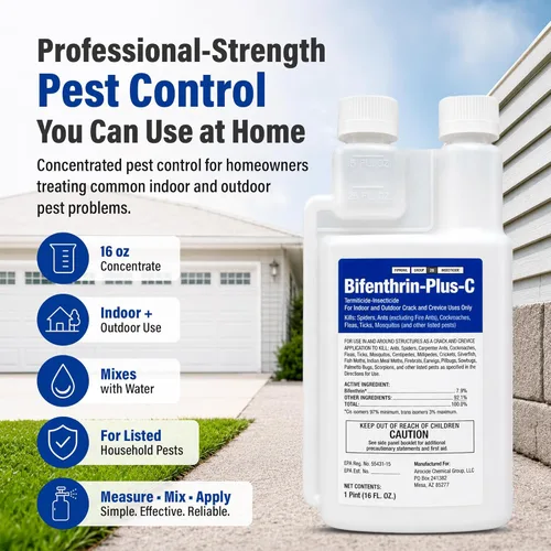 Miniatura 2 de Bifenthrin Plus-C Insecticida (16 onzas) – Mata cucarachas infestación interior, tratamiento de termitas, control de hormigas y avispas – Control