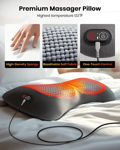 Miniatura 8 de Triple Fusion - Masajeador de espalda con estiramiento, vibración y calor, almohada lumbar eléctrica 3 en 1 para aliviar la tensión de la espalda