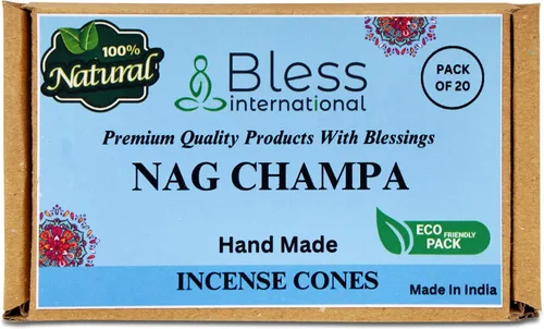 Miniatura 3 de Bless-International Nag Champa 100% - Conos de incienso naturales hechos a mano, sumergidos a mano, orgánicos, sin productos químicos