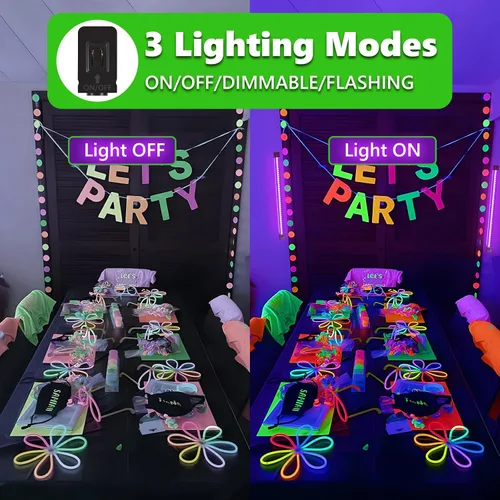 Miniatura 6 de Luces negras recargables, luz negra LED portátil para fiesta brillante, barra de luz negra regulable de 10 W para Halloween, póster, decoración