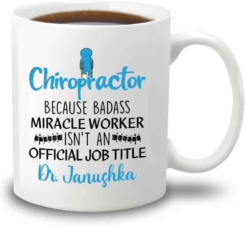 Miniatura 17 de Taza de té blanca personalizada con nombre quiropráctico de 11 onzas, 15 onzas, taza de café quiropráctico personalizada, taza de café quiropráctica