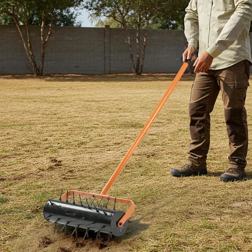 Miniatura 7 de Aireador de césped rodante de 17 pulgadas, aireadores manuales de alta resistencia para aireador de césped y herramientas de jardín para aireación