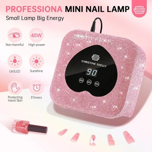Miniatura 2 de Lámpara de uñas UV, luz UV para uñas de gel, lámpara de uñas de 48 W enchufable, mini lámpara de uñas con control táctil, sensor automático y 3
