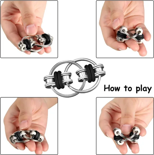 Miniatura 2 de Gejoy El juego de juguetes para ansiedad incluye seis cadenas de rodillos y reductores de estrés de cadena giratoria para autismo, alivio del estrés