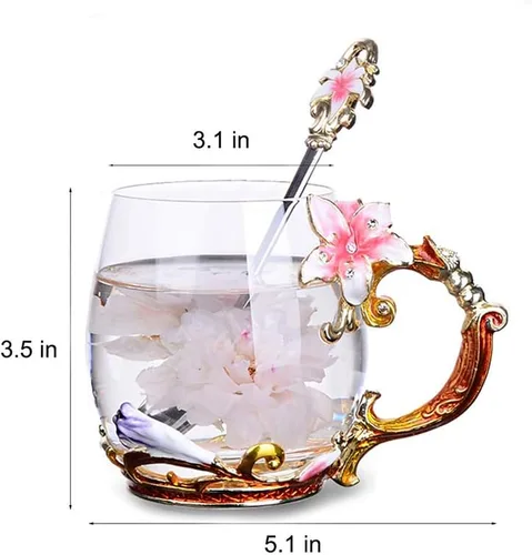 Miniatura 2 de Taza de té, regalos del día de la madre, tazas de café de regalo, taza de té de vidrio de flor de lirio, ideas únicas de regalos de cumpleaños