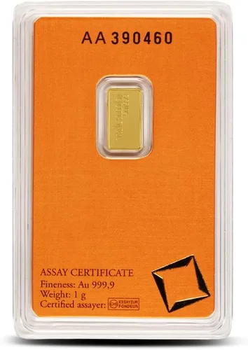 Miniatura 2 de Ensayo de oro en naranja de 0.04 oz Valcambi w/pouch