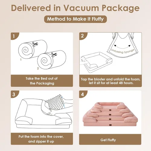 Miniatura 182 de EHEYCIGA – Cama ortopédica impermeable para perros pequeños, de espuma viscoelástica tipo caja de huevos, con bordes elevados y base antideslizante